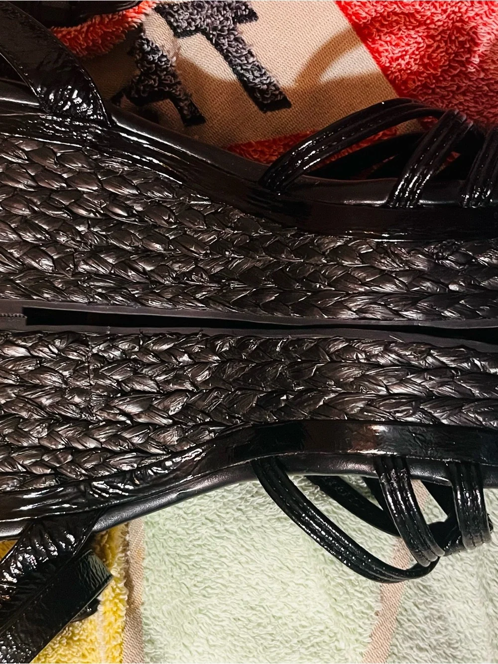 Vince Camuto Black Patent Platform Sandals